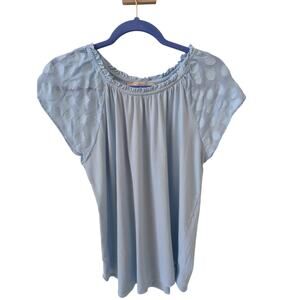 Loft Light Blue Top With Leaf Pattern on  Sleeves size M